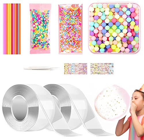 28 StüCke Selbstklebendes Nano Tape Bubble Aufblasbares Aufblasbares Luftpolsterband, Nano Tape Blase,Selbstklebendes Nano Tape Bubble Nano Tape Blase Mit Pailletten Aufkleber Strohdiy Nano Tape