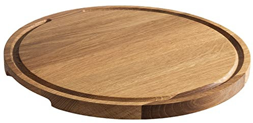 APS 757 PIZZA - Tabla de servir (madera de roble engrasada, diámetro de 34 cm, con canalón)