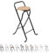 Taburete Plegable con Respaldo - Silla Plegable de Metal y Madera - Ideal para Cocina, Terraza o Jardín (Alto. 80 cm x Largo. 45 cm - Patas Negras)