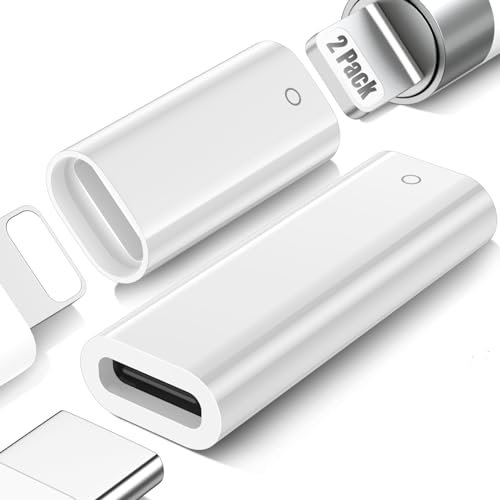 2 Pack USB-C to for Lightning Charger Adapter for Apple Pencil 1st Gen, Bluetooth Pairing iPencil Connector for Apple Pen 1 Generation iPencil Stylus Converter for iPad 11th 10th Pro Gen