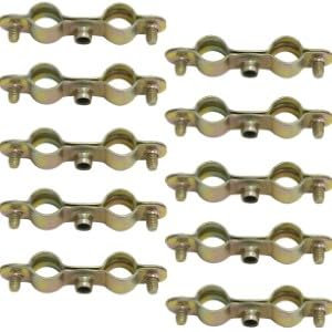 AERZETIX - C68045 - Lot de 10 colliers supports de fixation double Ø12 mm - 1/8'' - fixation murale de tuyau - cuivre serrage patte à vis plomberie chauffage sanitaire - en acier