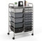 TANGZON 15 Drawers Storage Cart, Multipurpose Mobile Organizer with Lockable Wheels, Utility Rolling Trolley for Home Office Stationery Beauty & Salon (Gradient Black + Silver Frame)