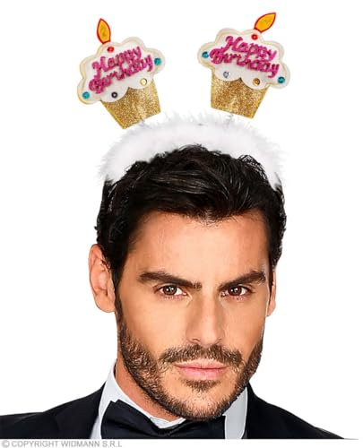 W WIDMANN MILANO Party Fashion, Cupcake Bandeau „Happy Birthday“, festliches und farbenfrohes Design, optimaler Komfort, vielseitig für alle Anlässe, pflegeleicht, das ideale Geschenk für jeden