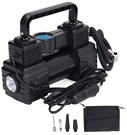 EVTSCAN 12V Tragbare Auto Reifenpumpe, mit LEDLicht, 3 Meter langem Netzkabel, 120W Digitales LCDDisplay Elektrische Luftkompressor Notfall Reifeninflator