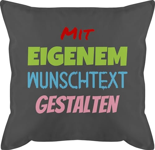 Kissen 50x50 - Aufdruck selbst gestalten - Wunschtext I Mit eigenem Text personalisiert I Custom Text - 50 x 50 cm - Grau - Bedrucken Lassen nur Schrift muttertagskissen personalisierte beschriften