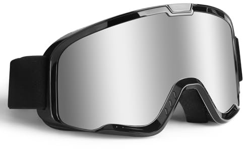 abtong Motocross Brille, Crossbrille ATV Dirt Bike Off Road MX MTB Brill Hochwertige Motorradbrillen Anti UV-Schutz, Verstellbarer Riemen Erwachsenen(Silberne Linsen)