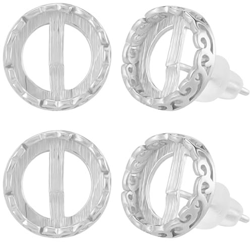Beebeecraft 1 caja de 4 piezas de Accesorios para Aretes de Plata de Ley con Punta Redonda Plana Aretes En Blanco Cabujones con Bandeja de 8 mm para Hacer Joyas Y Aretes DIY