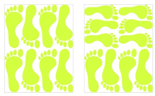 Qikam Im Dunkeln leuchtende Aufkleber für Kinder - Boden-Fußabdruck-Aufkleber | Leuchtende Wandaufkleber, Wasserdicht, 2 Blatt, 22x28cm, Glänzend