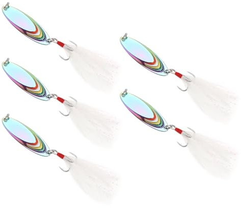 YINETTECH 5pcs Leurres de Pêche Cuillère Leurres Durs en Métal Appâts Bioniques Appâts Spinner Appâts Cuillère en Métal Leurre pour Truite Bar Brochet Calamar Poisson-Chat, Multicolore