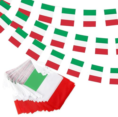 GSYLPFT Italien-Flaggen, italienische Flagge, Banner für patriotische Veranstaltungen, Unabhängigkeitstag, Sportbars, Innen- und Außendekorationen, 90 m, 30 Flaggen