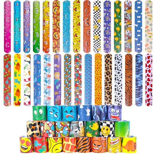 Koogel 30 Stück Schnapparmband Kinder, Bunte Slap Armbänder Slap Bracelet für Birthday Party