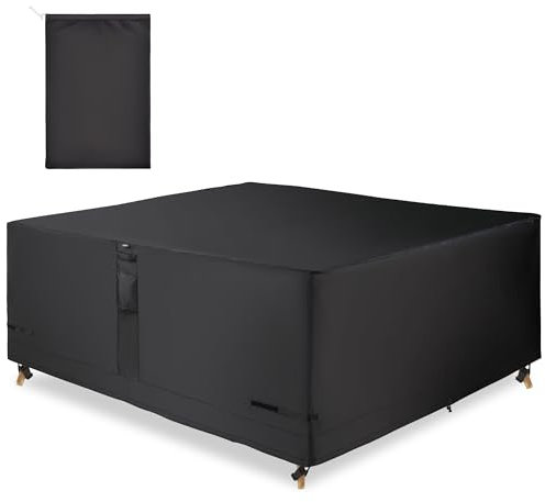 VonHaus Waterproof Garden Furniture Set Cover – Premium Heavy Duty, Breathable 420D Oxford Fabric Protection for Patio & Outdoor Furniture, Chairs, Tables & Sofas (Black, W250cm x D200cm x H85cm)