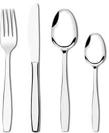 Posate argentate, forchetta – coltello – cucchiaio – cucchiaio da dessert, posate in acciaio inox 24/16 pezzi posate in acciaio, posate per 4/6 persone (16 pezzi)