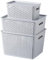 Qualiware Premium Elite Plastic Multipurpose Storage Baskets with Lids Pack of 3, Organiser Basket for Home Kitchen Wardrob Toys Stationary, Daiso Grey