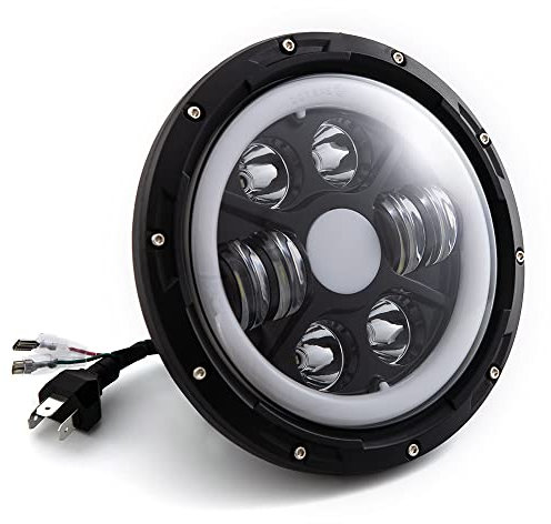 APEBAZY Motorradscheinwerfer Motorrad LED Scheinwerfer Angel Eye Motorradscheinwerfer Rund Wasserdichte Scheinwerfer (SYCD210-7)