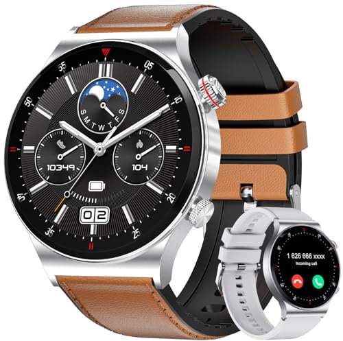 LIGE Smartwatch Uomo con Effettua/Risposta Chiamate, 1,43'' AMOLED Smart Watch con Monitor Sonno/Frequenza Cardiaca/SpO2, 110+ Modalità Sport, Impermeabile IP68, Smartwatch per Android iOS Marrone