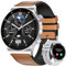 LIGE Montre Connectée Homme, Appel Bluetooth et Assistant Vocal, 1,43'' AMOLED Montre Connectée avec 24/7 Moniteur de Fréquence Cardiaque SpO2 et Sommeil, 110+ Modes Sportifs, Étanche, Cuir Marron