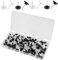 150 Stück Reißzwecken 16,6 mm Transparente Reißnagel mit Plastikbox Flach Reißnägel Pinnwandnadeln für DIY Bulletin Board Kork Boards Wandkarten(Schwarz, Weiß)