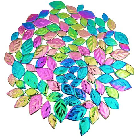 500 g zufällige schillernde Blätter, Keramik-Mosaikfliesen, kreative Keramik-Mosaikstücke in 3 Größen, für Bastelarbeiten, Blumentöpfe, Vasen, Tassen, Gartendekoration, Mosaikherstellung (verschiedene