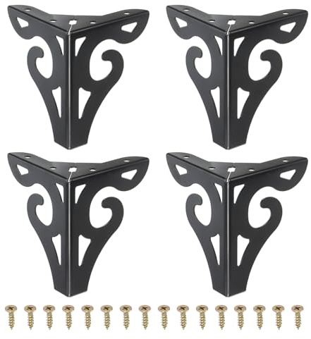 PATIKIL 4,7 Zoll Hohle Möbelfüße, Set mit 4 modernen Metall-Triangel-Couchfüßen als Ersatz für Schrank, Kommode, Tisch, Stuhl, Hocker, Bücherregal, Kleiderschrank, Schwarz