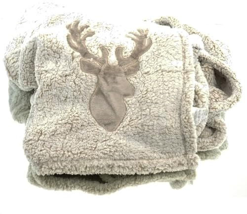 Kaemingk Weihnachtskuscheldecke Hirsch Beige 130 x 170 cm - Polyester & Samt