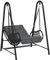 Outsunny Rattan Swing Chair, Outdoor Garden Hanging Swing Seat with Stand and Seat Cushion, Porch Hanging Chair for Balcony, Garden, Deck, Dark Grey