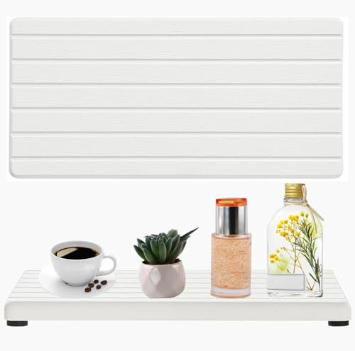 ETONSUNNY 2pcs Posavasos Diatomita Absorbentes de Agua, Piedra Absorbente de Agua para Fregadero Almohadilla Hogar Moderno, Bandeja Secado Rápido para Baño(Blanco)