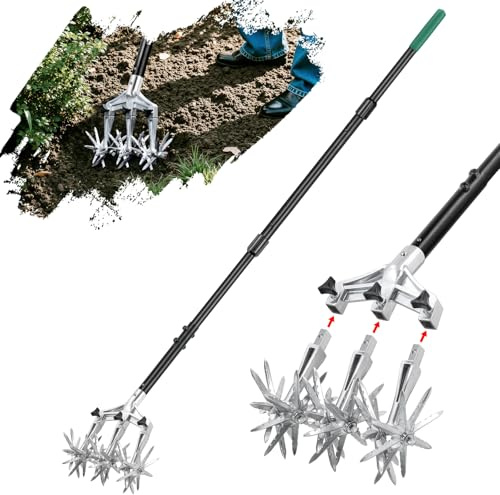 Altdorff Cultivateur rotatif de jardin, cultivateur manuel avec dents plus épaisses amovibles et poignée solide, cultivateurs pour le jardinage, motoculteur rotatif pour le mélange de terre