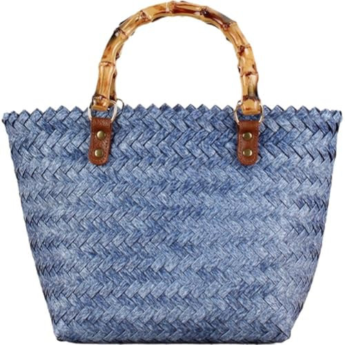 Vobumix French Straw Handbag Woven Beach Shoulder Summer Bag Large Capacity Tote Bag for Beach and Daily Use