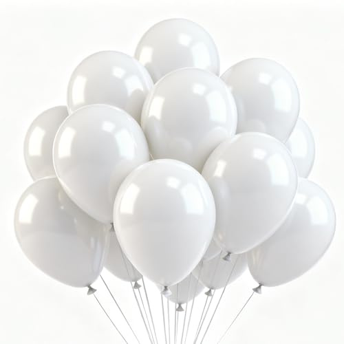 We Moment Zone 50 Stück 12 Zoll Luftballons Weiß,Weiss Latex Helium Ballons für Geburtstag,Hochzeit Party Dekoration