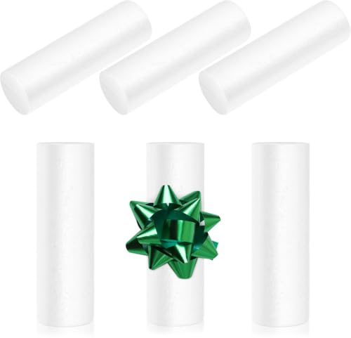 Hemobllo 6 Stück Weiße Schaumstoffzylinder Ornamente, 12,5 x 3,5 Zoll DIY Schaumstoffzylinder zum Modellieren Basteln Schnitzen Malen, Dekorative Schaumstoffröhren für Weihnachtsdekoration