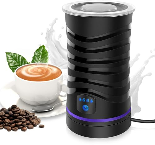 Milchaufschäumer, Elektrisch Milk Frother 430ml, 4 In 1 Antihaftbeschichtung Milchschäumer Elektrisch mit 4 Modi Elektrischer Heißer Schaumhersteller und Milcherhitzer für Latte, Cap