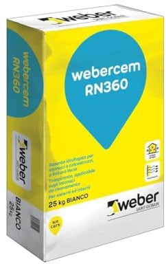 Rasante idrofugato a finitura liscia Weber Cem RN360 bianco 25kg