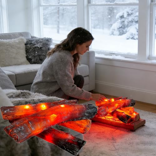 Flammenlose elektrische Kaminscheite, brennende Holzkohle-LED, gefälschter Innenkamin, Heimdekor-Kaminlichter, for Zuhause im Innenbereich, Wohnzimmer(18CM)
