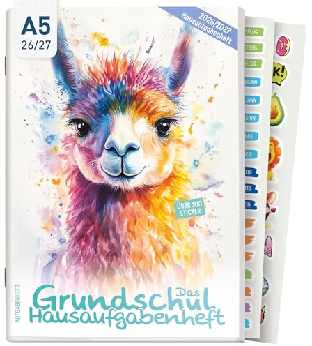 Häfft® Hausaufgabenheft Grundschule 2026 2027 A5 mit Datum Lama