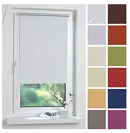Liedeco® Rollo Klemmfix Thermobeschichtet - 80 x 200 cm weiß (B x H) / lichtundurchlässig verdunkelnd stufenlos verstellbar/kein Bohren; Klemmen/Klemmfix Rollo Sonnenschutz Sichtschutz
