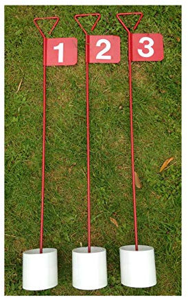 JL Golf 3 x numbered Metal Professional Putting Green Flag and Hole Cup 90cm