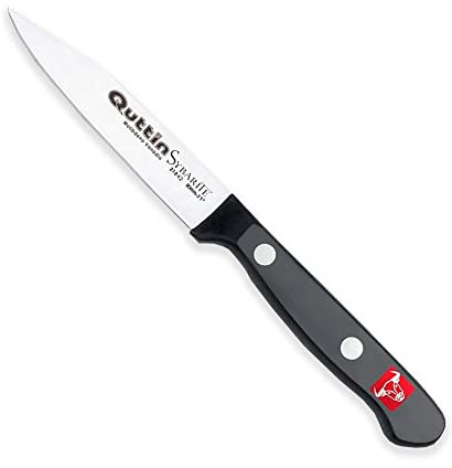 Quttin Cuchillo Pelador Profesional, Hoja Afilada Remaches Acero Inoxidable, Molibdeno Vanadio, Frutas-Verduras, Mango POM Resina Acetalica. Sybarite Negro, Hoja 8 cm