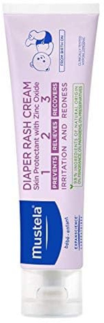 Mustela-Baby Diaper Rash Cream 123 - Skin Protectant with Zinc Oxide - Fragrance Free & Paraben Free - with 98% Natural Ingredients - 3.8 Oz, White