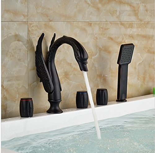 Gowe Modren de salle de bain Largement 5 Trou Baignoire Ensemble de douche robinet Swan Forme Baignoire mitigeurs