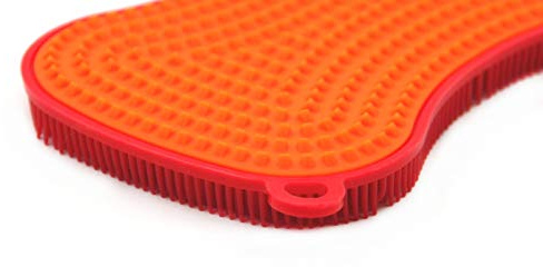 Kochblume Scrubby | Reinigungsschwamm aus Silikon | Premium-Silikon & BPA frei| Hitzebeständig | Spülmaschinenfest | Für leichte und hartnäckige Verschmutzung | Farbe: rot/orange