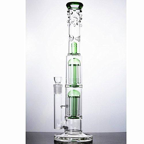 Glass bong double tree dome coffee maker tube 18 mm bowl height 40 cm. Green