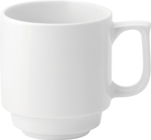 Utopia Pure White, E90028-000000-B06036, Stacking Mug 10oz (28cl) (Box of 36) | Space-saving stackable design and 28cl capacity, tailored for reliable everyday commercial use in busy catering environments.