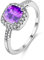 Uloveido Anelli solitari placcati rodio per donna, anello quadrato, anelli di fidanzamento color argento per donna con zirconia cubica (viola, taglia 20) Y3100