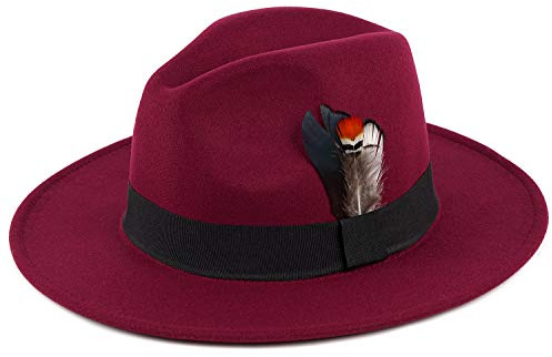 FADACHY Classic Fedora Hats for Men & Women Wide Brim Felt Hat Panama Dress Fedora Hat
