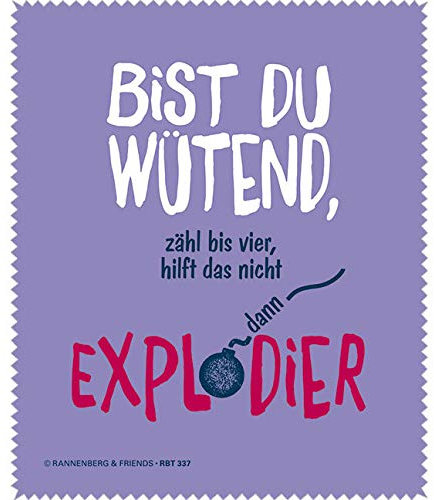 Brillenputztuch 'Bist du wütend' von Rannenberg & Friends | Größe: 15x18cm, Lila, Microfaser