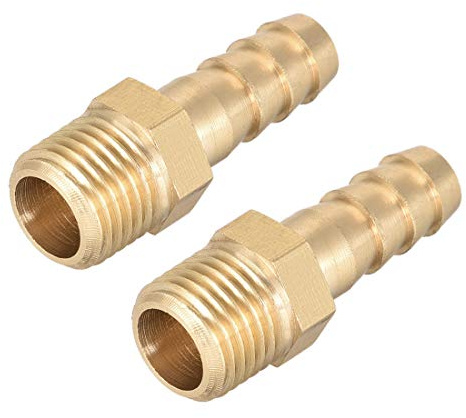sourcing map Verbindungsstück aus Messing metrischer Stecker an Schlauch mit Widerhaken 8 mm x M12 x 1,25 (2 Stück)