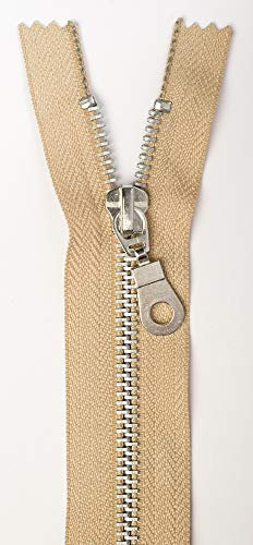 Jajasio 3 Stk. Reißverschluss Metall Aluminium nicht teilbar in 13 Farben beige 20cm Metallreißverschluss für Jacken Taschen Hose Geldböre Jeans