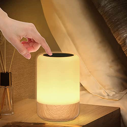Görvitor Nachttischlampe Touch Dimmbar USB Aufladbar mit 8 Farbwechsel and 3 Modi, Nachtlicht Kinder mit Timer and Memory Funktion, Led Tischlampe Kabellos Akku für Baby Deko Schlafzimmer Camping