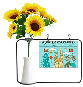 Barcelona Spanische Sagrada Familia Künstliche Sonnenblumenvasen, Flasche, Segenskarte